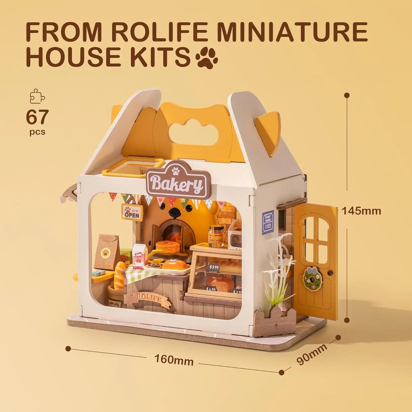 Robotime Food Box Shop Rolife Miniature Doll House DIY Miniature House Kit Diorama House Building Set with LED Room