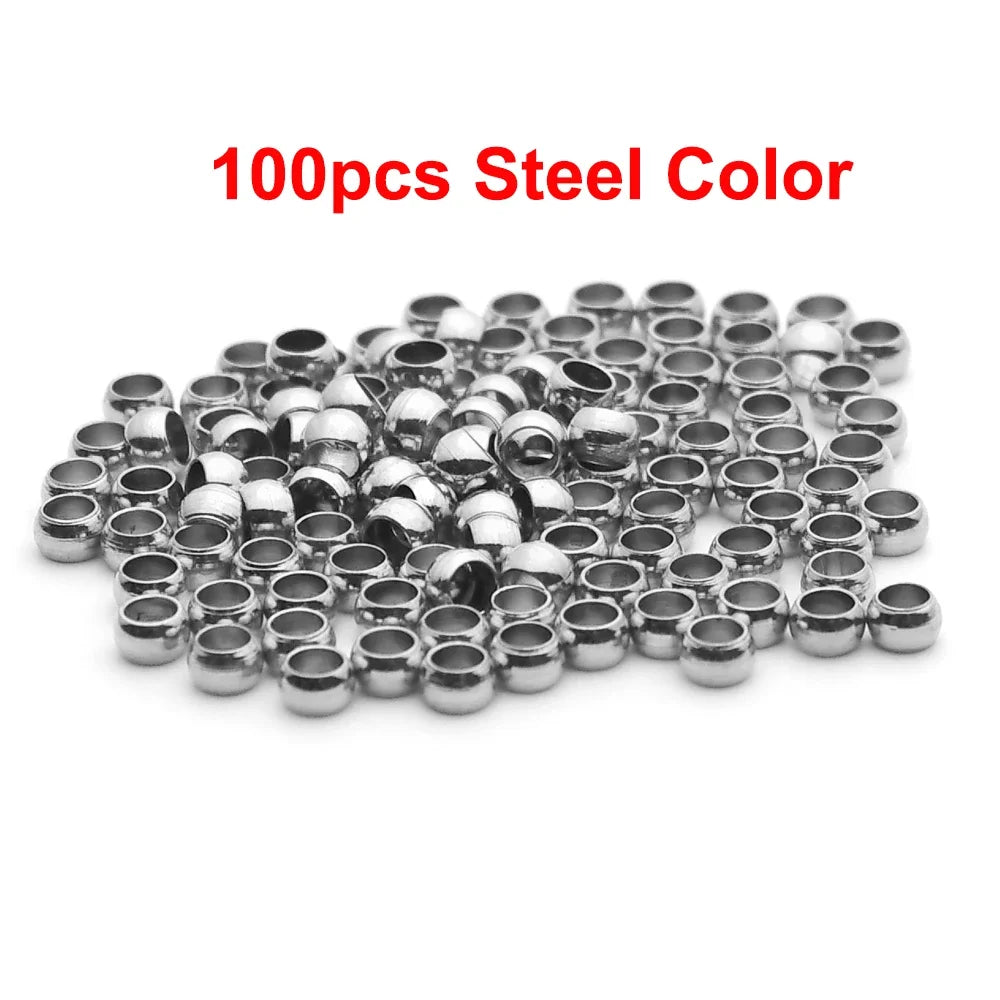 100-200Pcs 1.5 2 2.5 3mm Stainless Steel Ball Stopper Crimp End Beads Positioning Spacer Beads for DIY Jewelry Making Bracelets