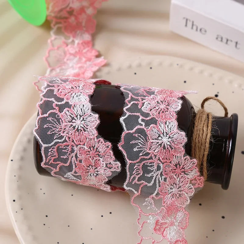 5yards Blue White Purple Lace Fabric Guipure Embroidery Ribbon Trim Sewing Applique 6CM Wide