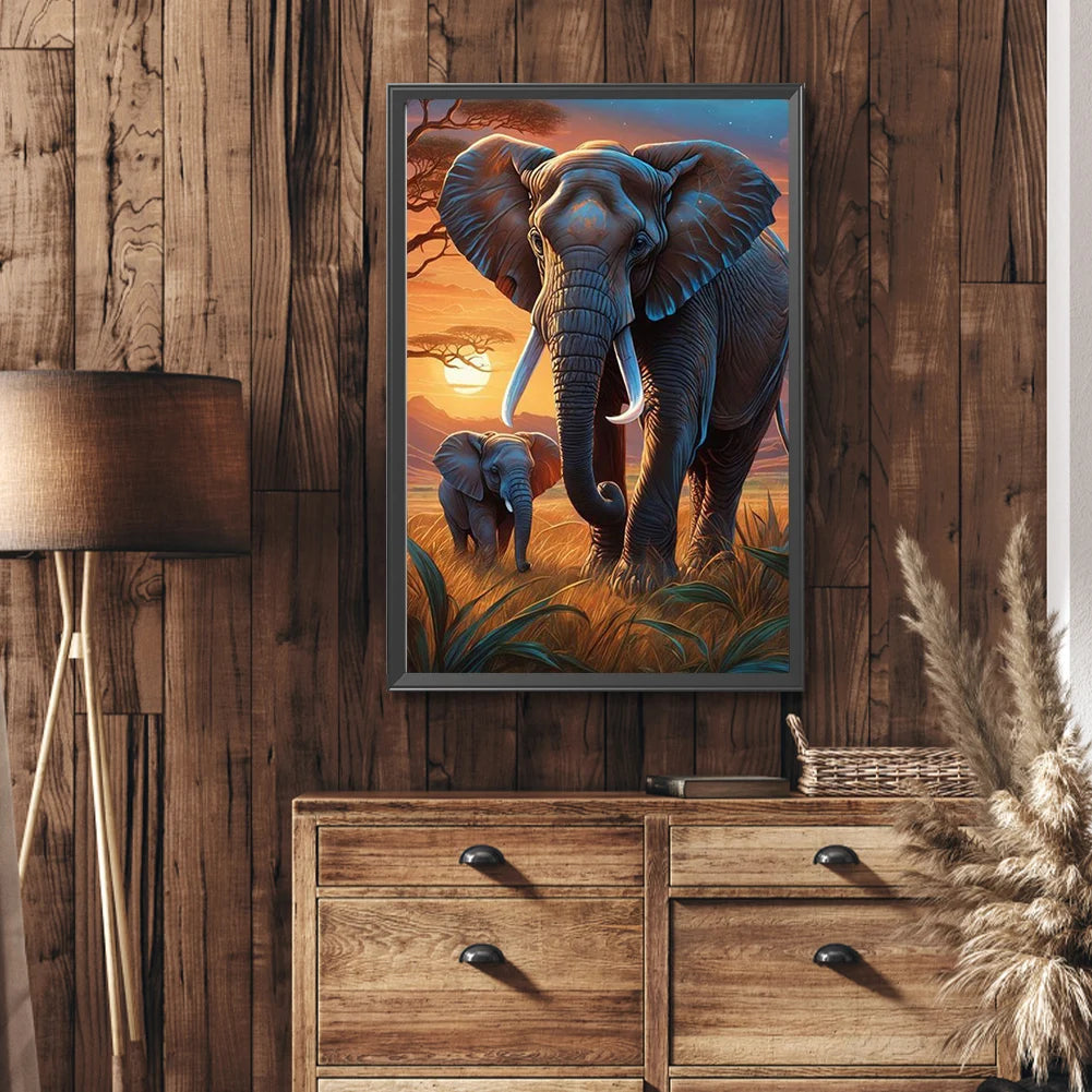 5D DIY Full Round Drill Diamond Painting Elephant Home Decor Art Craft 40x60cm