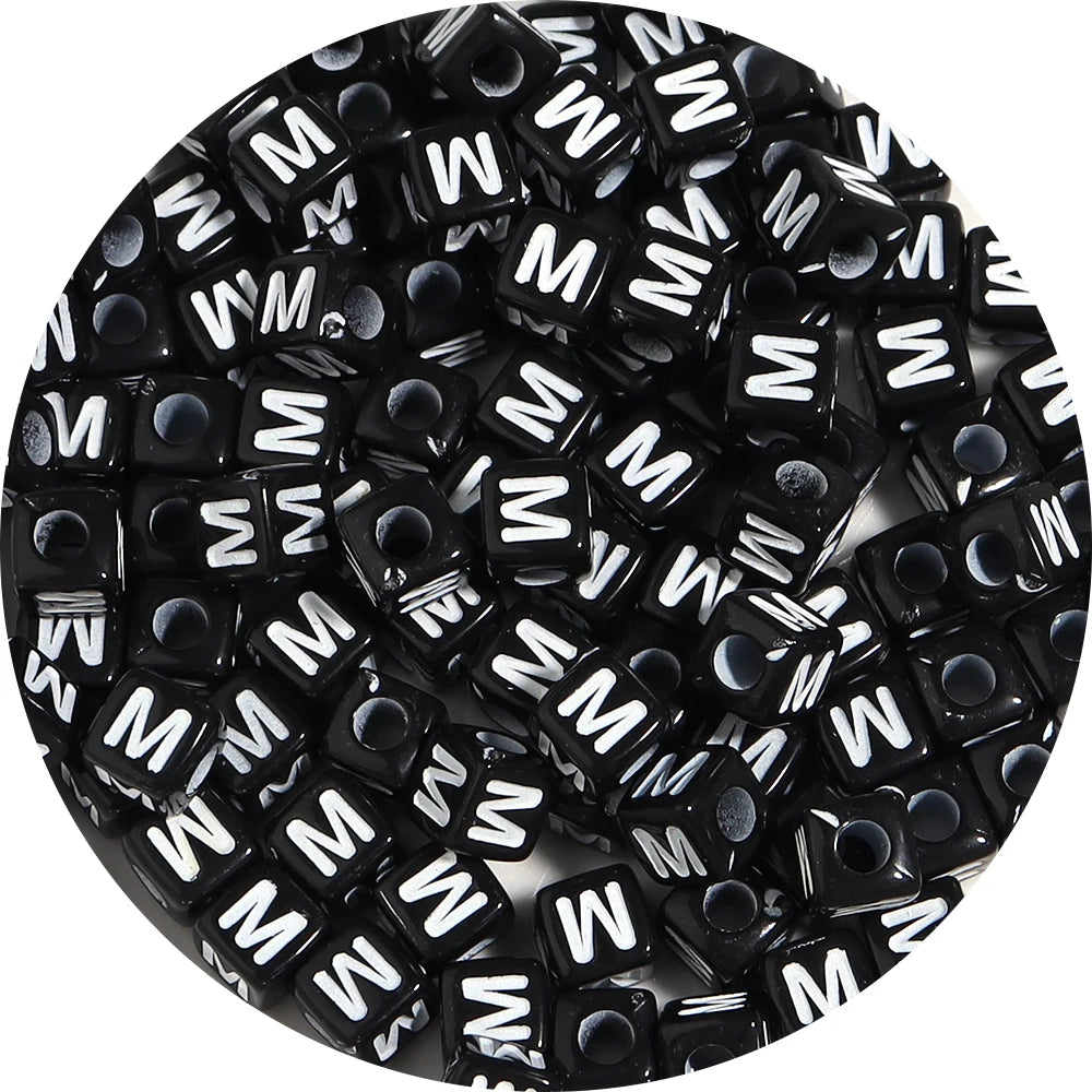 4.5/10mm Charm Square Black Letter Acrylic Beads Cube Loose Spacer Alphabet Beads For Jewelry Making Diy Handmade Supplies