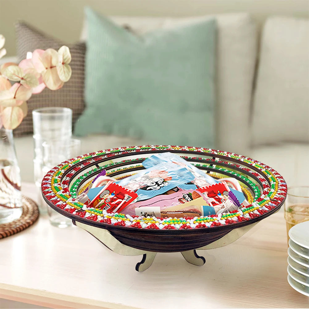 Diamond Painting Kit DIY Handmade Dot Diamond Decorative Plate Meal Plate Fruit Plate for Parties Festivals Family Gatherings