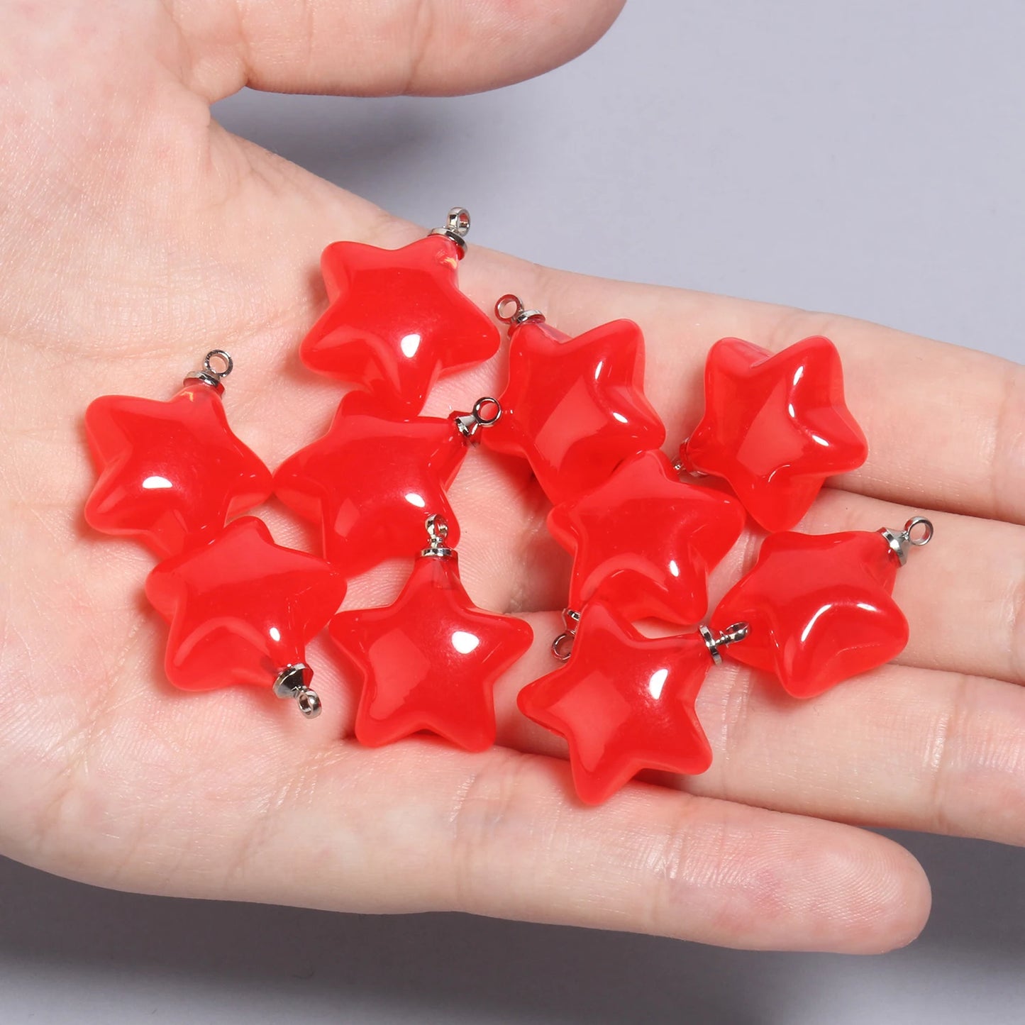 Colorful Star Charms Resin Candy Color Pendants Keychain Handmade Necklace Bracelet Jewelry Making DIY Craft Accessories 10pcs