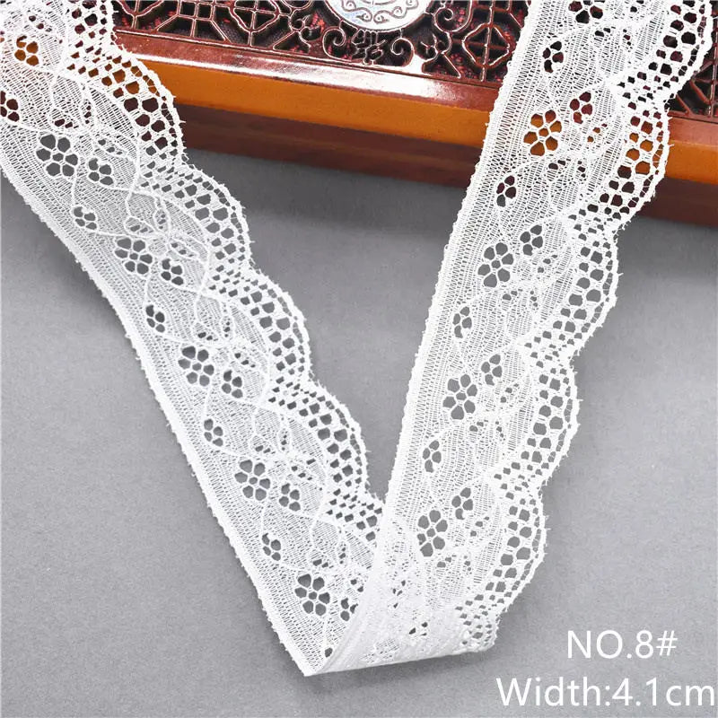 Best Selling 10yards 38kinds Color  White Lace Ribbon Woven Band French African Lace Wedding Fabric DIY Clothing/gift Wrapping