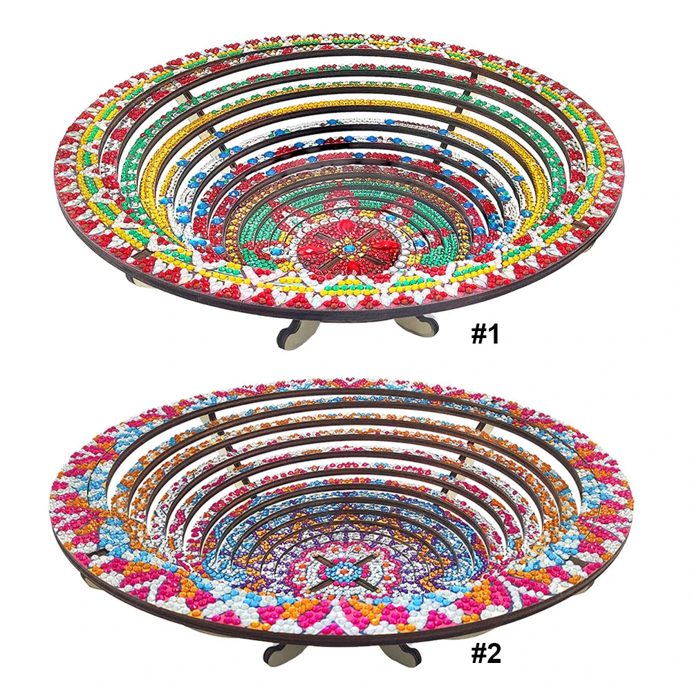 Diamond Painting Kit DIY Handmade Dot Diamond Decorative Plate Meal Plate Fruit Plate for Parties Festivals Family Gatherings
