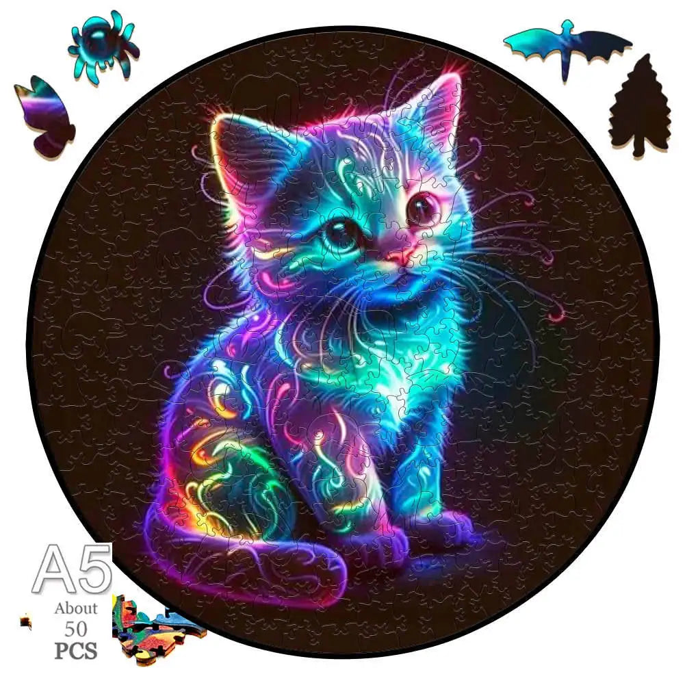 Animal Puzzle Wood Tiger Sailboat Cat Wooden Puzzles Medium Difficulty Jigsaws for Kids Adult Holiday Gifts Home Deco