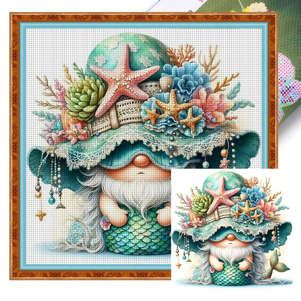 Full Embroidery cotton Thread 11CT Printed Gnome Cross Stitch Kit Art