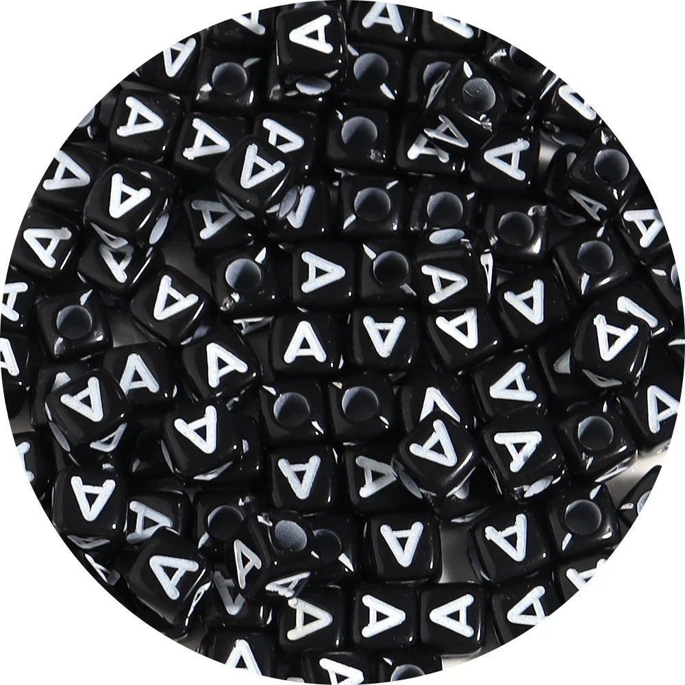 4.5/10mm Charm Square Black Letter Acrylic Beads Cube Loose Spacer Alphabet Beads For Jewelry Making Diy Handmade Supplies