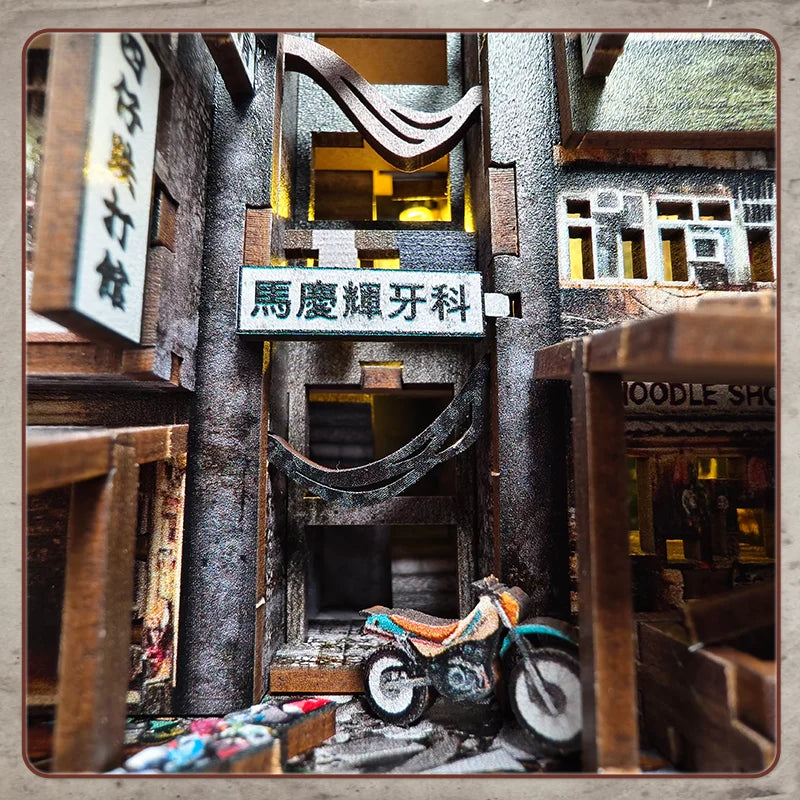 CUTEBEE Book Nook DIY Dollhouse Miniature Kit Wooden Bookshelf Insert Walled In Booknook Decor for Gifts 3D Puzzle