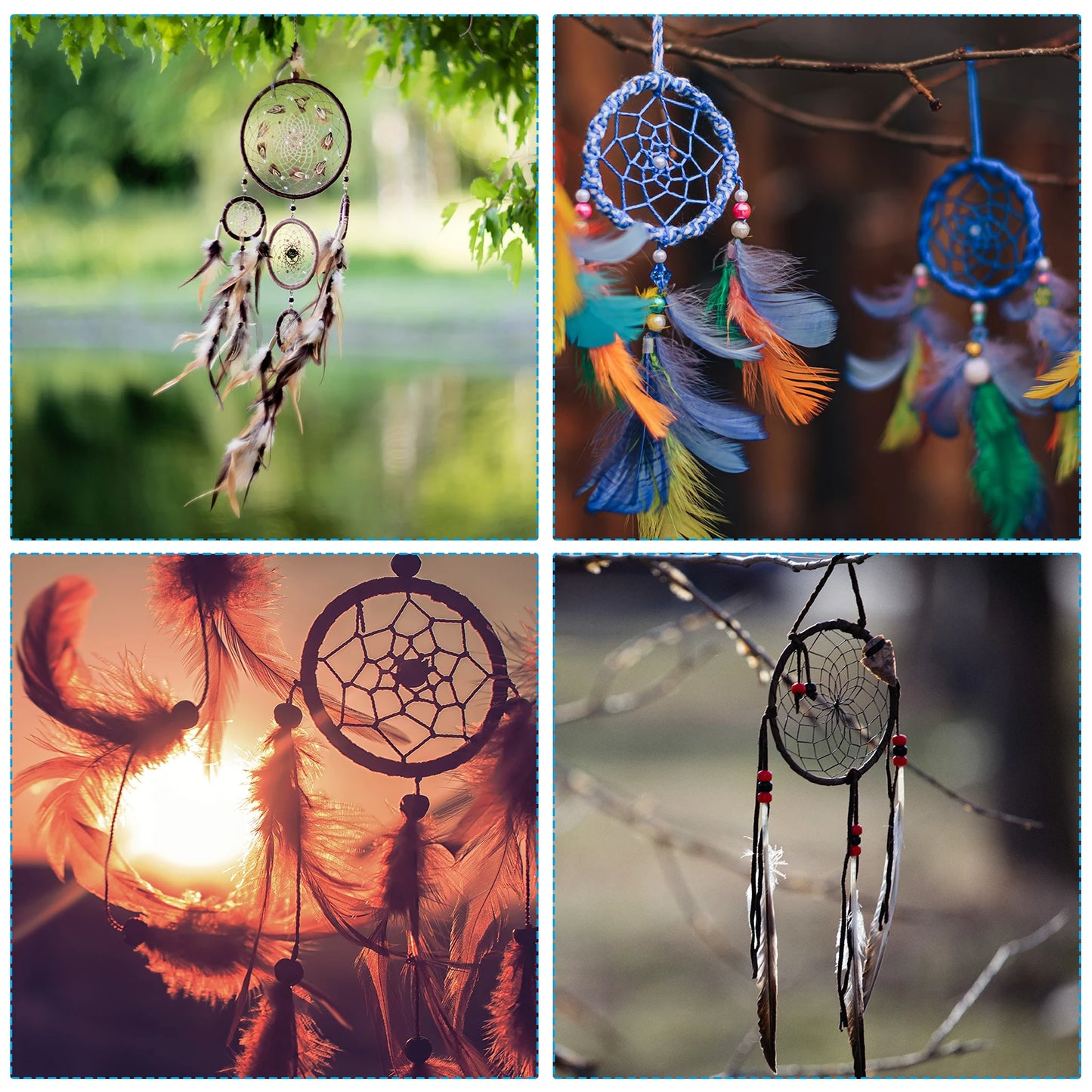 Dream Catcher Rings Set 3 Sizes Metal Macrame Wreath Floral Round Ring Hoop for Home Car DIY Craft Wall Decoration Silver
