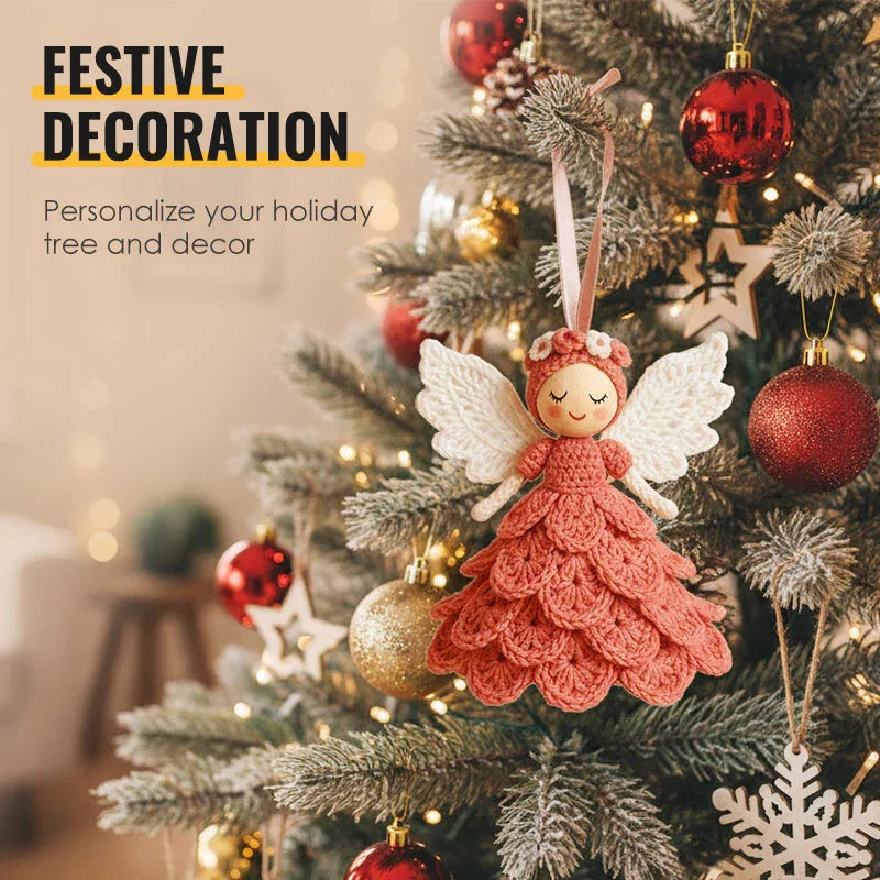 DIY Crochet Angel Ornament Handmade Yarn Craft Set Handwoven Material Kit Christmas Tree Decor Kit for Beginners Professionals