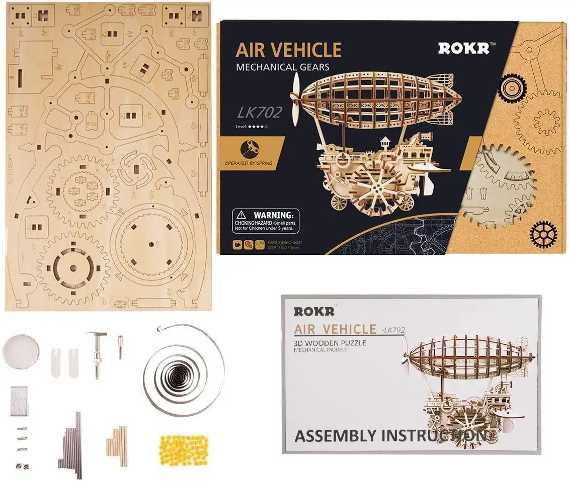 Robotime Rokr 3D Wooden Puzzle Locomotive Craft Model with Mechanical Gear Toy for Boys Girls Christmas gift