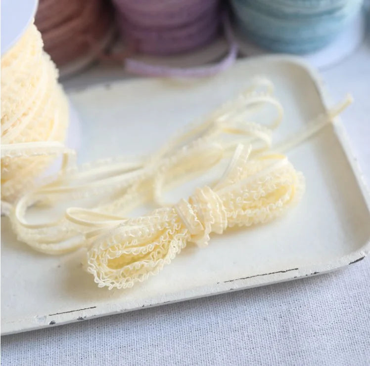 5 Meters/lot Delicate Flower Ruffle Elastic Lace Trims Thin Lace Ribbon DIY Sewing Garments Hometexile Fabric Ornaments 6mm