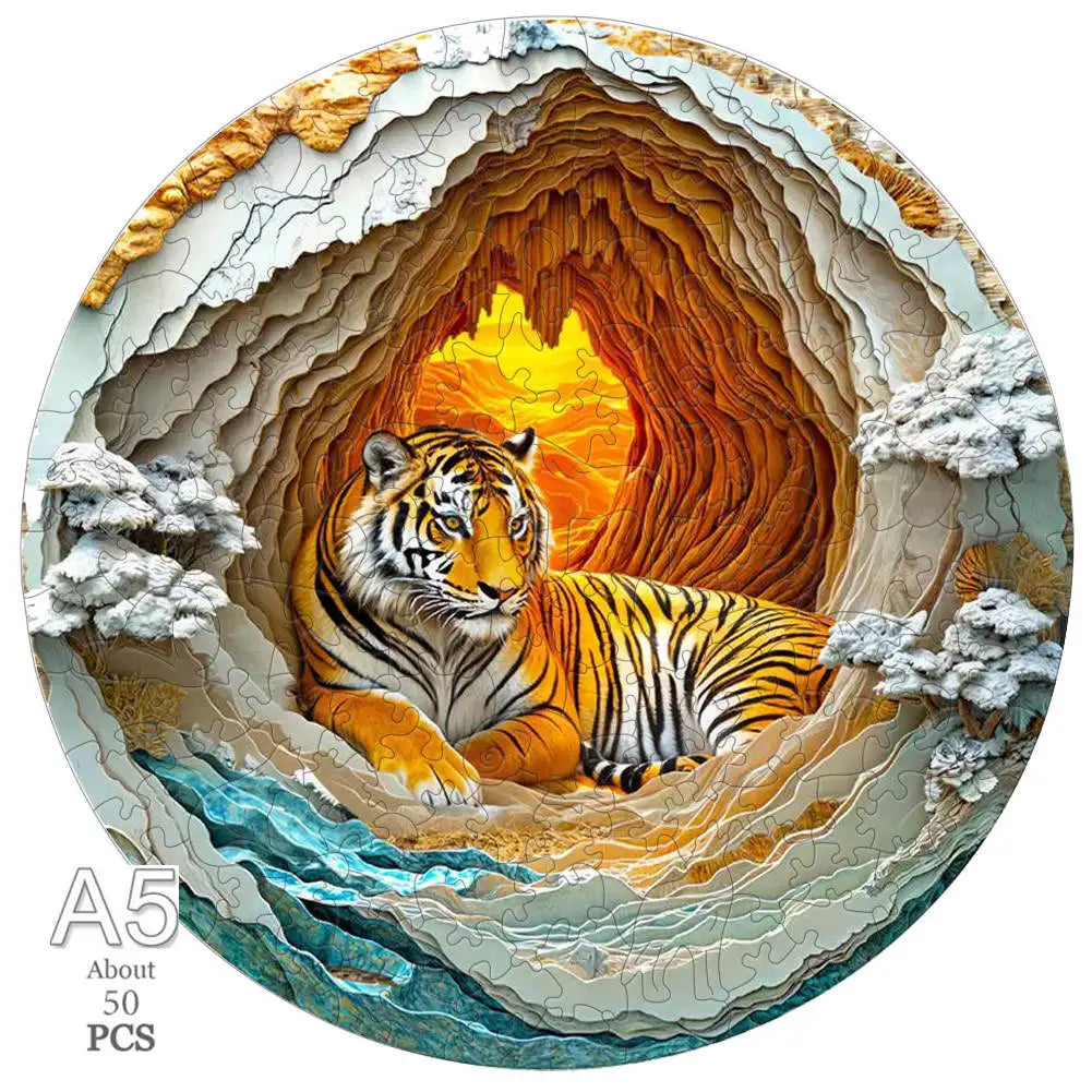 Animal Puzzle Wood Tiger Sailboat Cat Wooden Puzzles Medium Difficulty Jigsaws for Kids Adult Holiday Gifts Home Deco