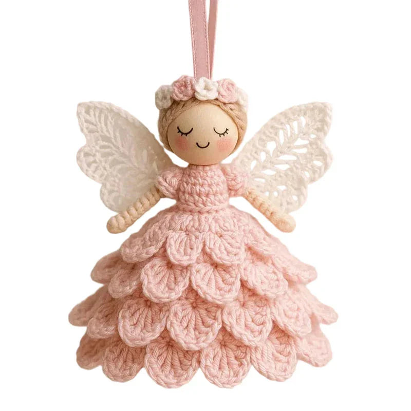 DIY Crochet Angel Ornament Handmade Yarn Craft Set Handwoven Material Kit Christmas Tree Decor Kit for Beginners Professionals