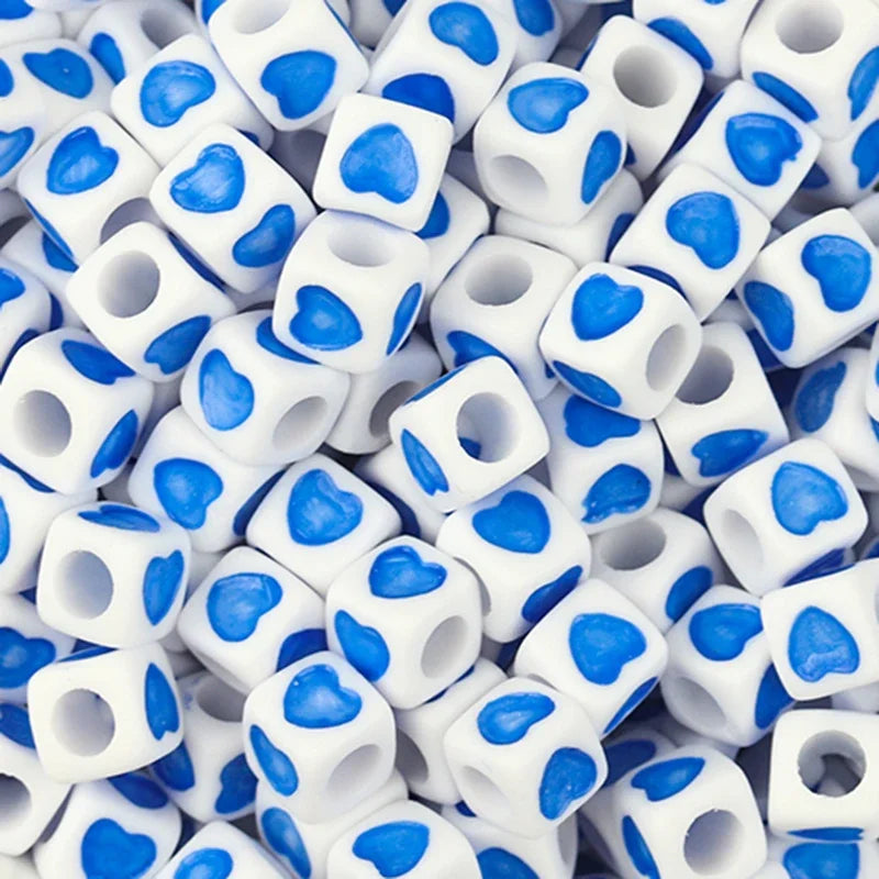 100Pcs/Lot Trendy  Acrylic Square Alphabet Beads Large Hole Letter Loose Spacer Bead Jewelry Handmade Bracelet Making Supplies