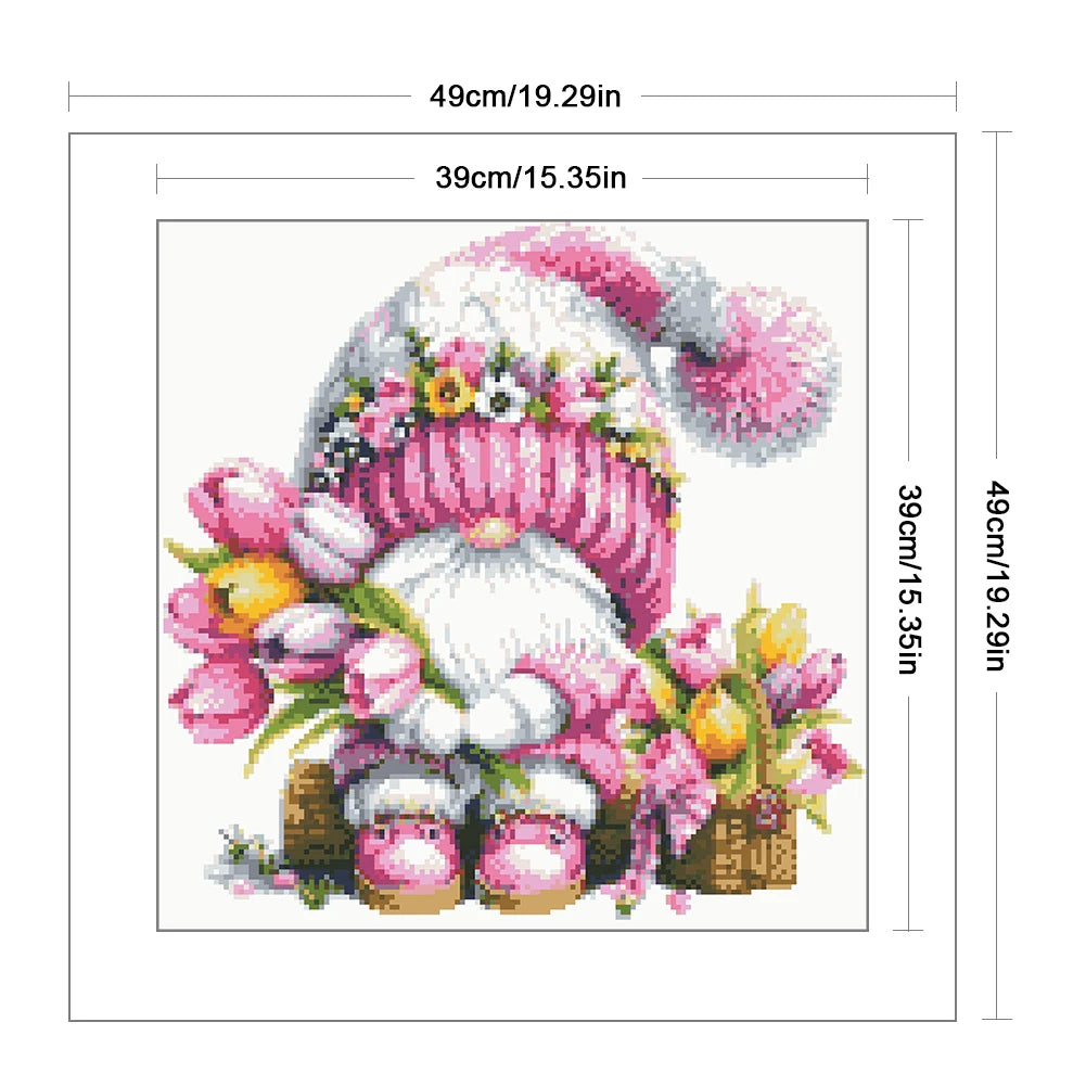 Partial Embroidery Bead 39x39cm Gnome 9CT DIY Cross Stitch Kit for Bedroom Home
