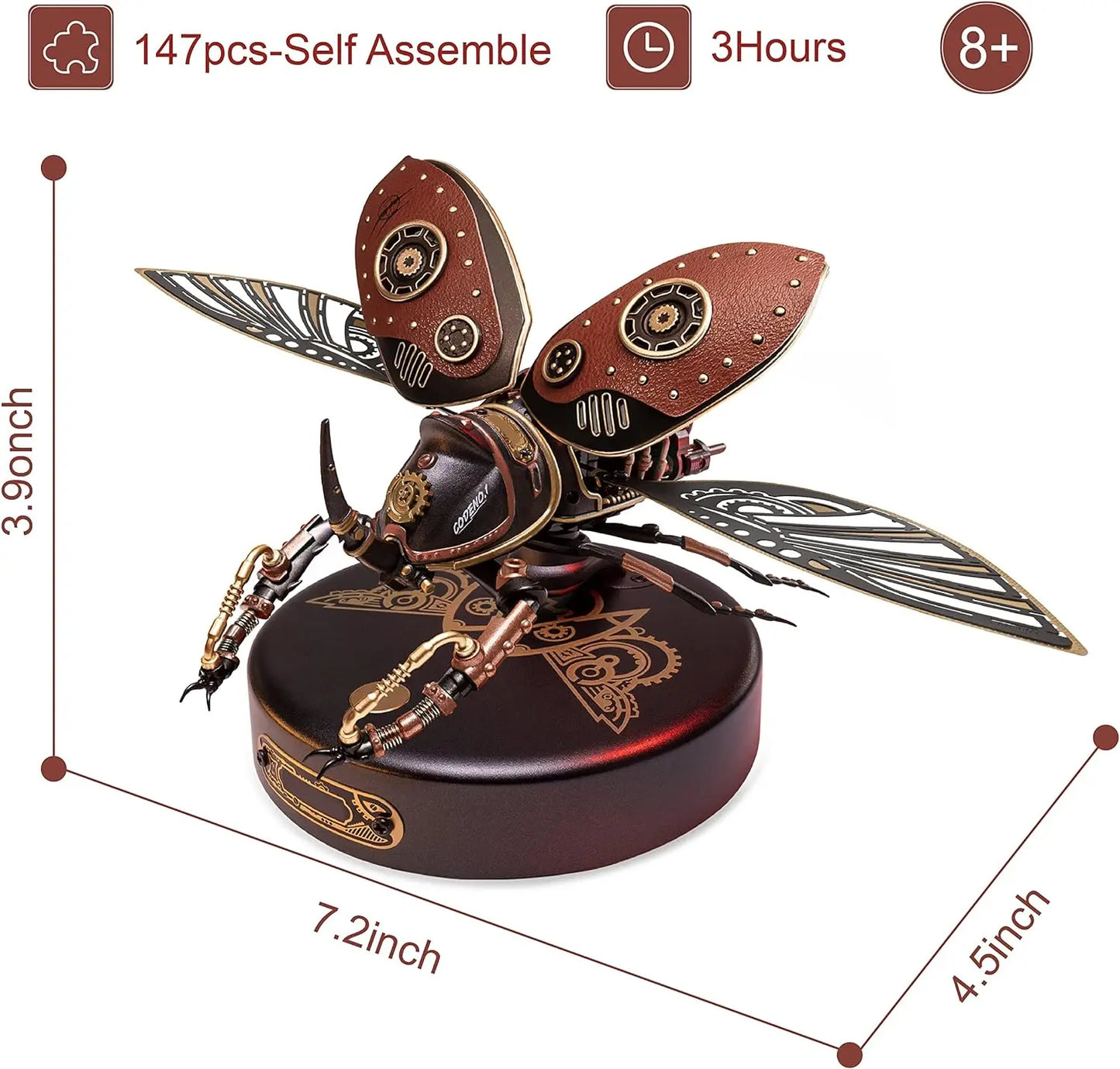 Robotime Rokr Rhinoceros Beetle Model Building Kits Mechanical 3D Puzzles Games Birthday Easy Assembly Mechanical Design Toys -