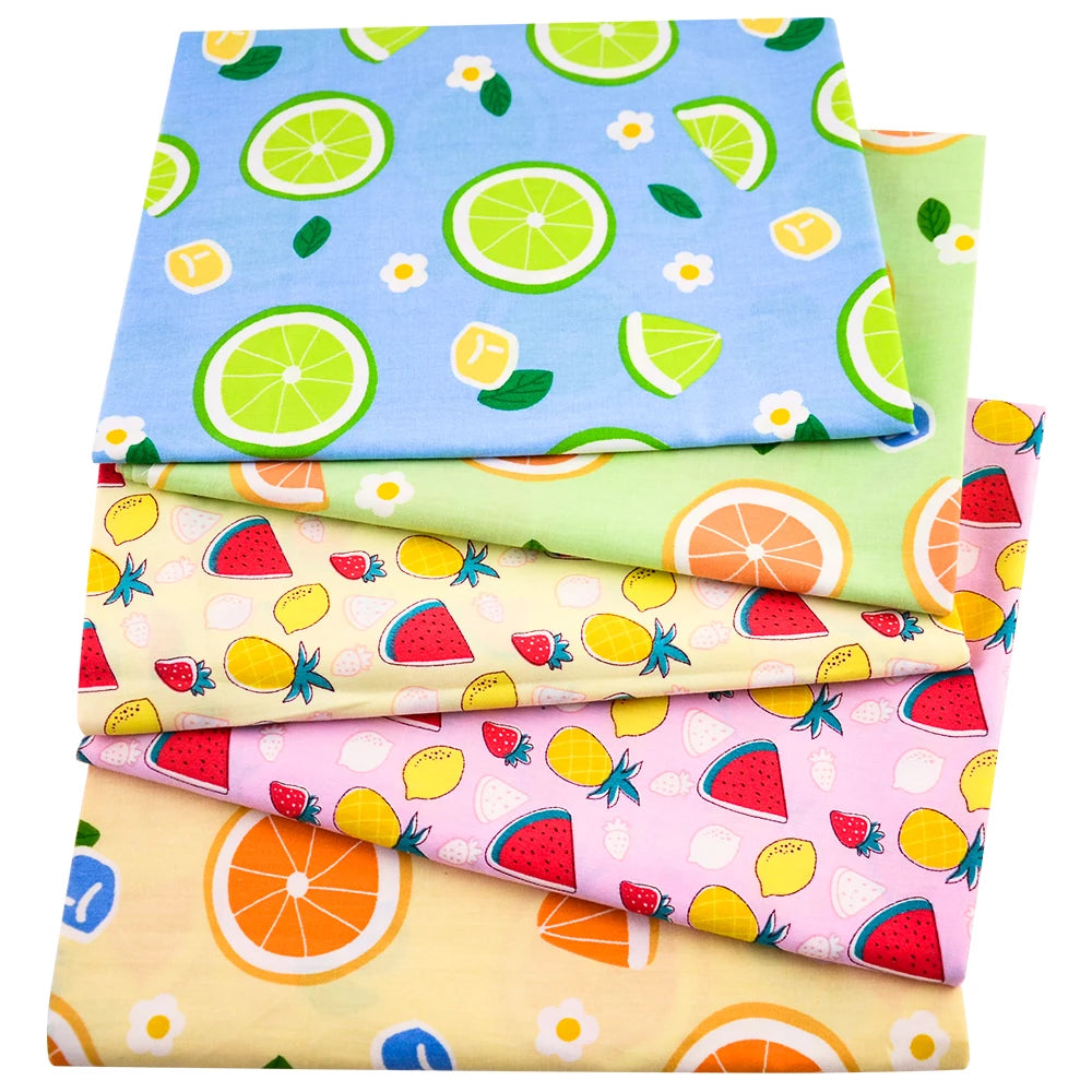 Teramila 5 PCS/Pack Cotton Fabirc Flower Printed Cloth For Hair Bows Sewing Quilt Doll Costume, Scrapbook Decoration Accessories