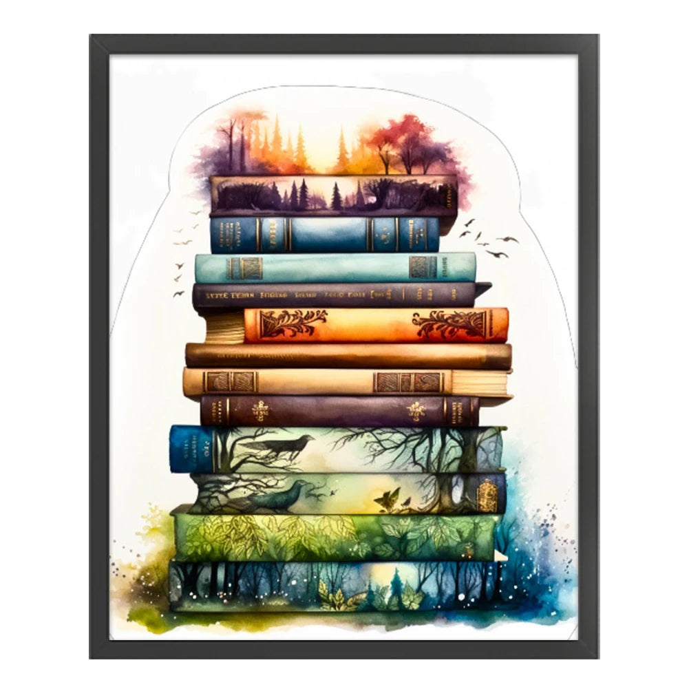 Full Embroidery cotton Thread 11CT Printed Pile of Book Cross Stitch 60x70cm