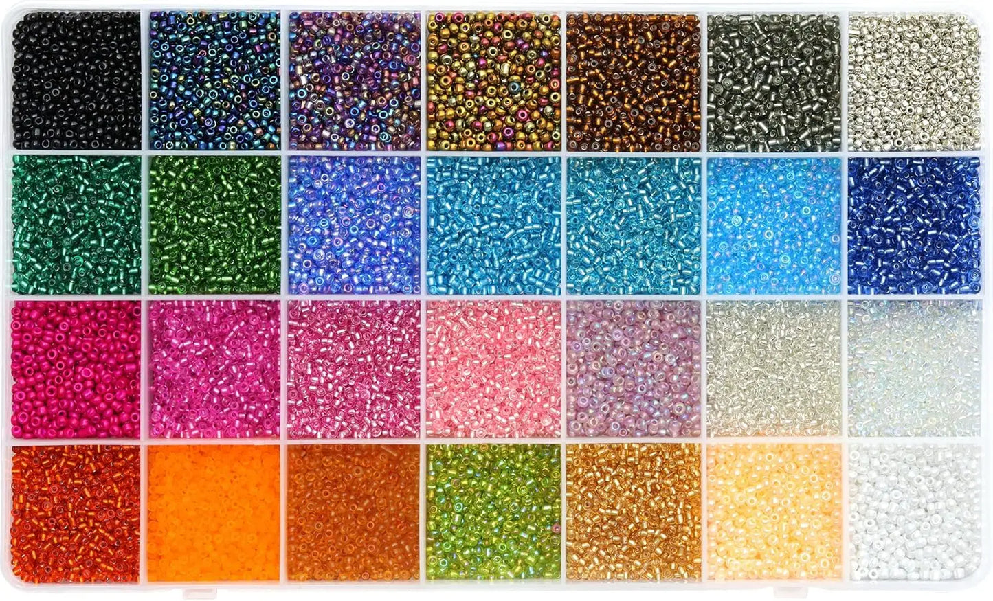 2mm Glass Seed Beads Kit, with 28 Colors Small Beads Kit for Girls,Women and Adults,Bracelets, Necklaces,Earring,Jewelry Making