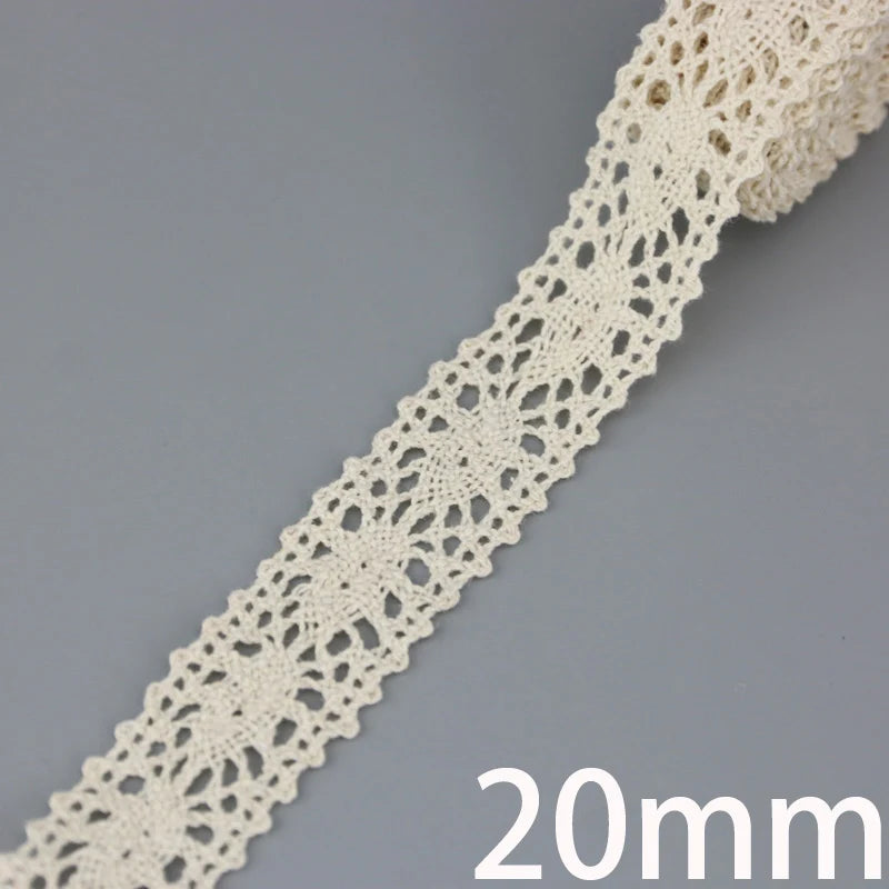 Cotton Lace Ribbon Beige DIY Handmade Wedding Party Craft Gift Packing Patchwork Crocheted Lace (5 meters/lot)