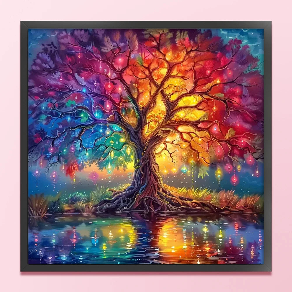 Full Embroidery cotton Thread 14CT Printed Tree Cross Stitch Kit Art 40x40cm