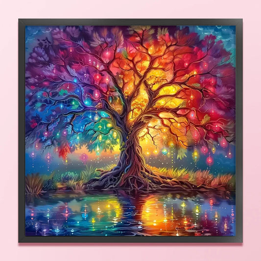 Full Embroidery cotton Thread 14CT Printed Tree Cross Stitch Kit Art 40x40cm