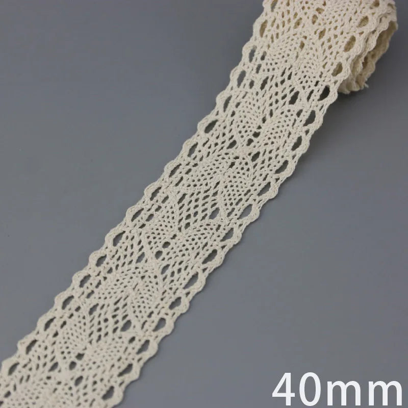 Cotton Lace Ribbon Beige DIY Handmade Wedding Party Craft Gift Packing Patchwork Crocheted Lace (5 meters/lot)