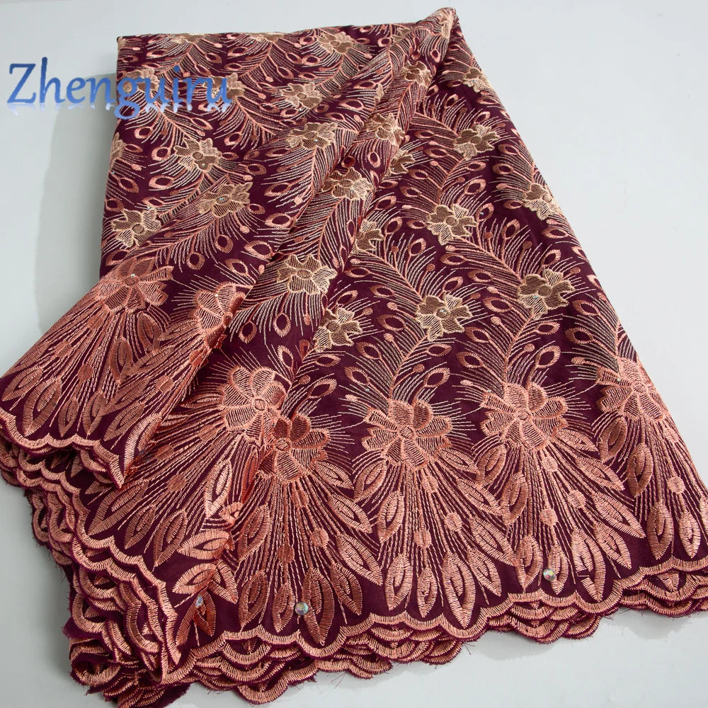 African Lace Fabric 2025 Swiss Voile Cotton Lace Elegant Nigerian Embroidered Cotton Lace Fabric 5 Yards for Women Sew A4016