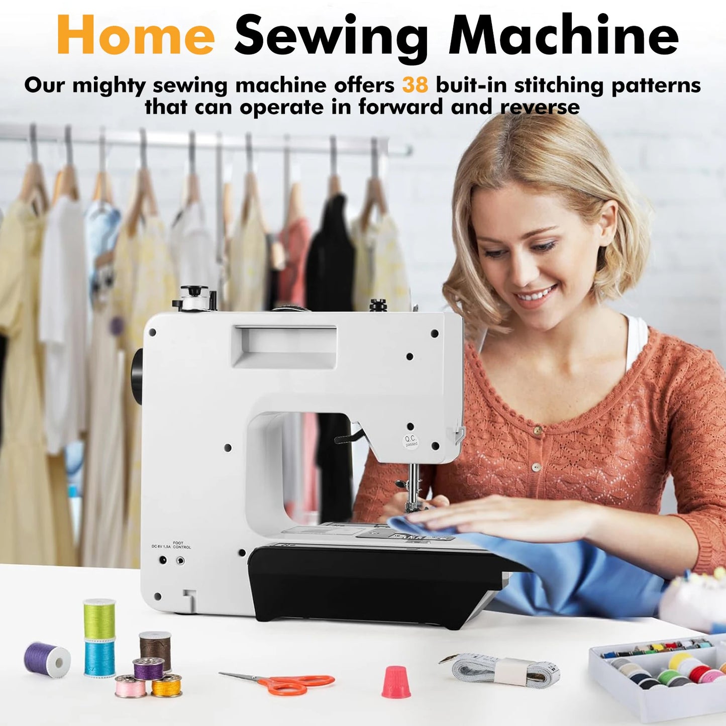 12 Stitches Mini Sewing Machine Electric Double Thread Sewing Machine with Extension Table Automatic winding design US