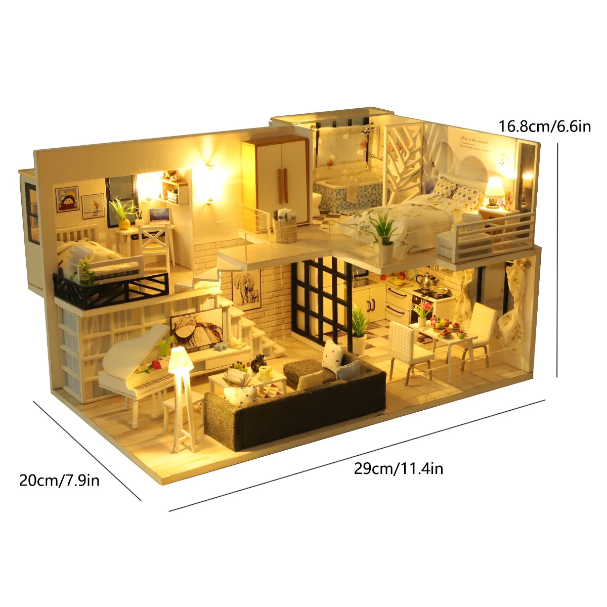 Micro assembled DIY building model doll house kit home handmade 3D puzzle girl toy room bedroom decoration with furniture