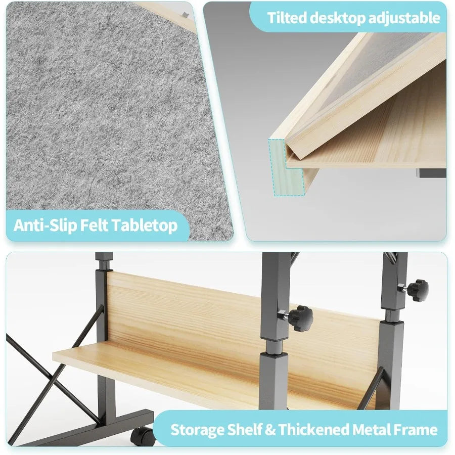 1500 Piece Jigsaw Puzzle Table with Legs for Adults 5TiltingAngle and Height Adjustable Table with Draws Wooden Puzzle Board wi