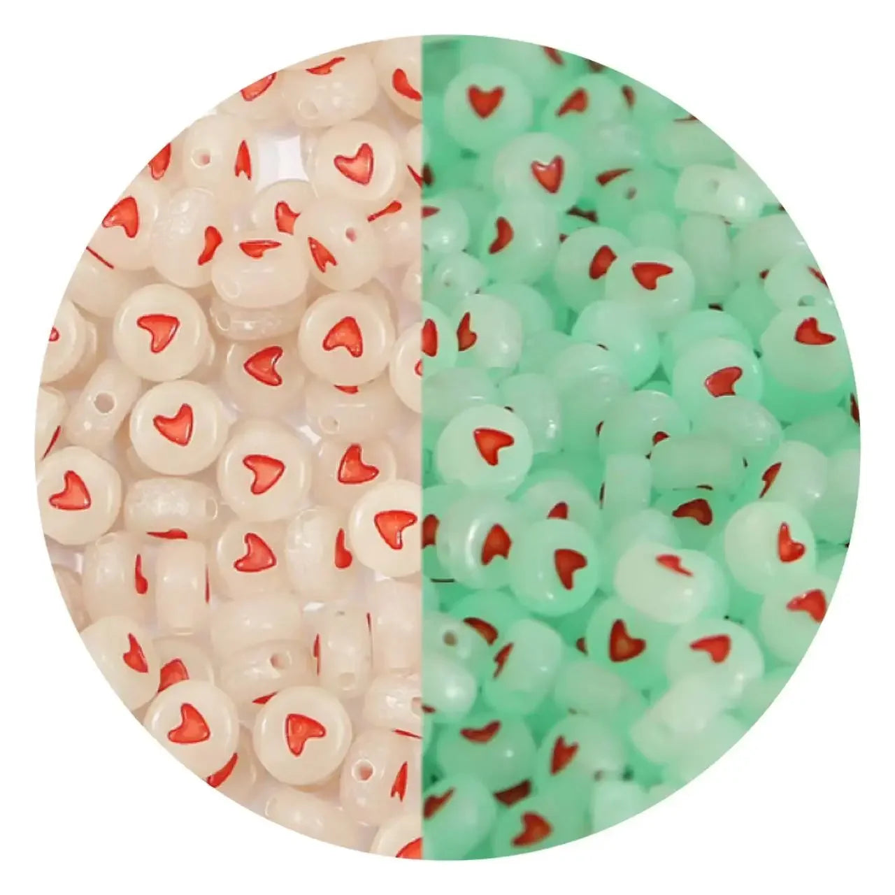 100/200/300/500pcs Acrylic Luminous Beads Round Heart Flower Square Alphabet Beads For Jewelry Making Diy Bracelet Accessorie