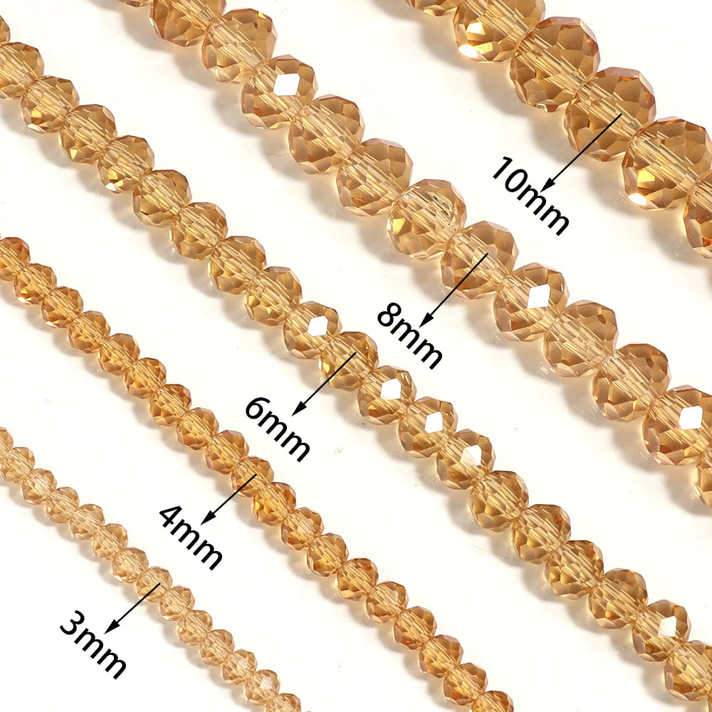 3/4/6/8/10mm Clear Color Faceted Crystal Rondelle Glass Beads Loose Spacer Abacus Beads For Jewelry Making DIY Bracelet Necklace