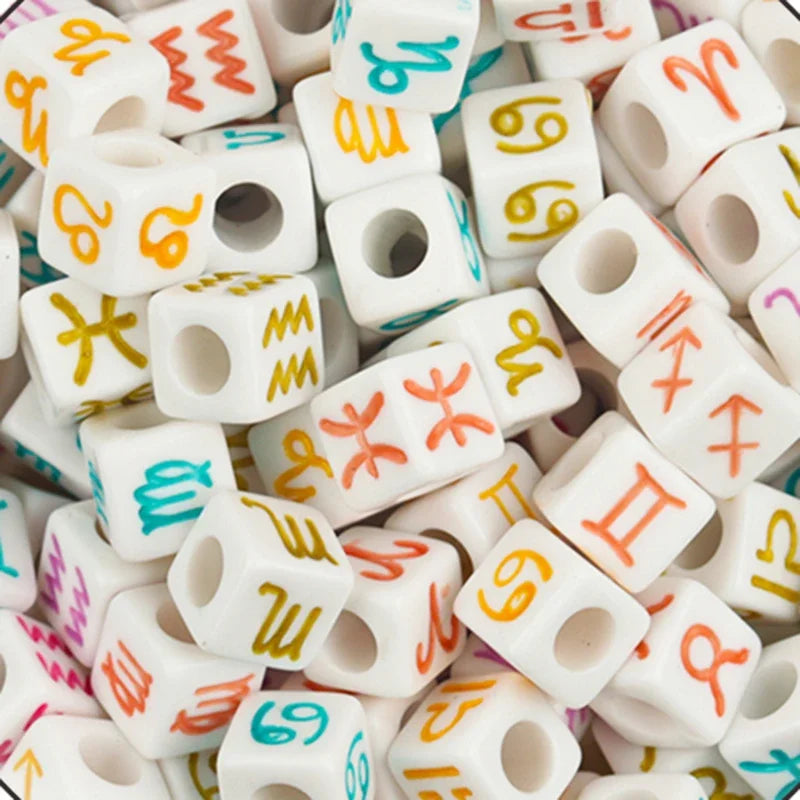 100Pcs/Lot Trendy  Acrylic Square Alphabet Beads Large Hole Letter Loose Spacer Bead Jewelry Handmade Bracelet Making Supplies