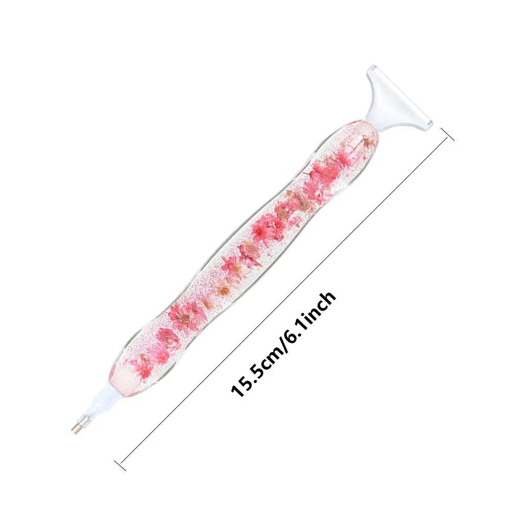 5D Resin Diamond Painting Pen With 6pcs Plastic Replacement Pen Heads Flower Point Drill Pens DIY Art Crafts Diamond Painting