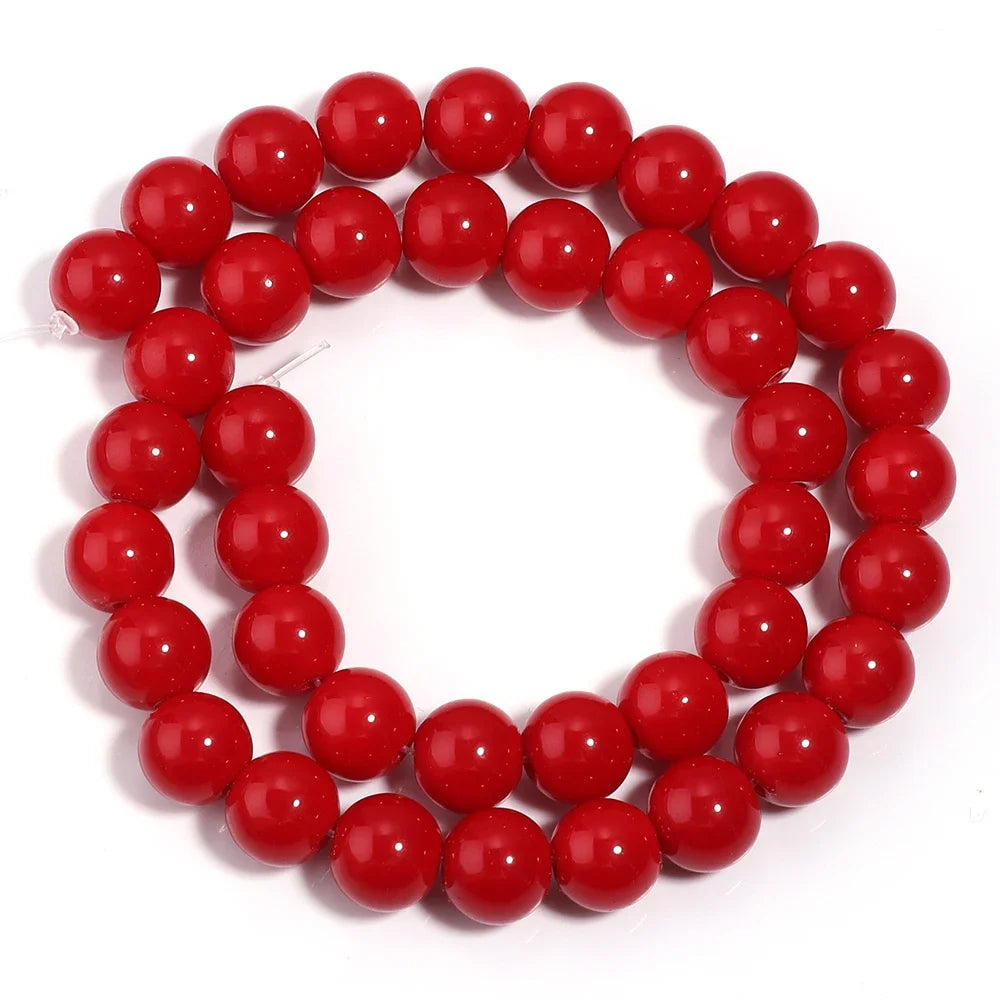 4/6/8/10/12mm Red Coral Jades Stone Beads Round Loose Spacer Beads for Jewelry Making DIY Charms Bracelet Necklace Accessories