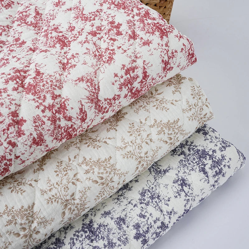 0.5m/1m/2m Pure Cotton Double-layer Crepe Thickened Quilted Cotton Fabric for Winter Coat Children's Clothing DIY Sewing Fabrics