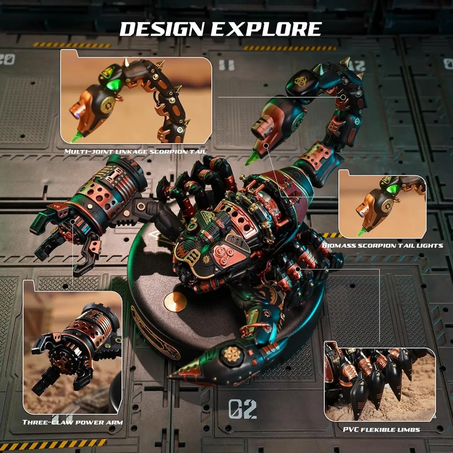 Robotime Rokr 3D Metal Puzzle Emperor Scorpion with LED Light of Industrial-style Building Block gift for Kids