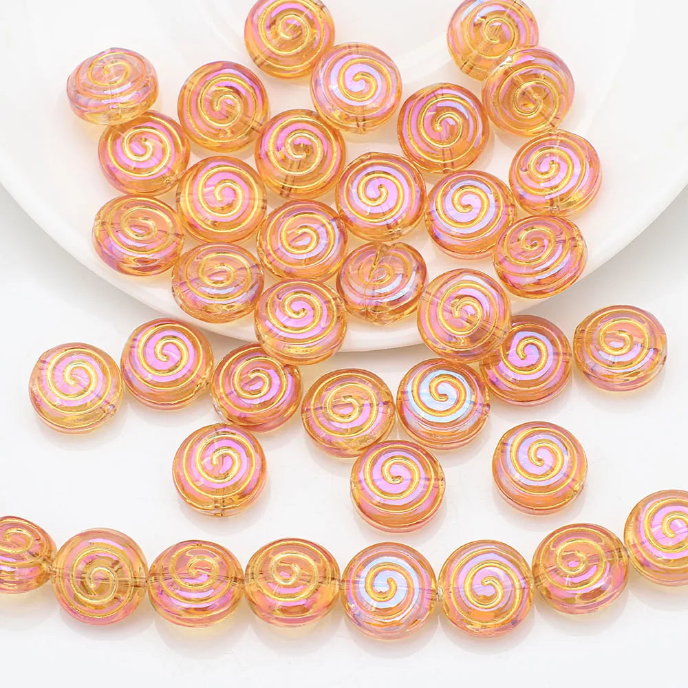 30Pcs 12mm Crystal Glass Round Loose Beads Screw thread Shape for Jewelry DIY Making Bracelet Earring Necklace Garment Decor