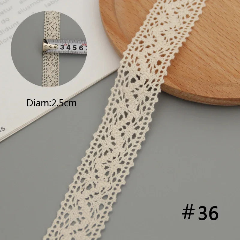 5 Meters Cotton Lace Trim Ribbon Beige Sewing Trim Lace Ribbon Crochet Lace Fabric DIY Wedding Party Craft Christmas Gift Decor