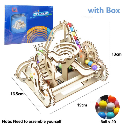 3D Wooden Puzzle Marble Run Set Electric Automatic Roller Coaster Model Building Kits STEAM Educational Toys Kids Adult Gifts