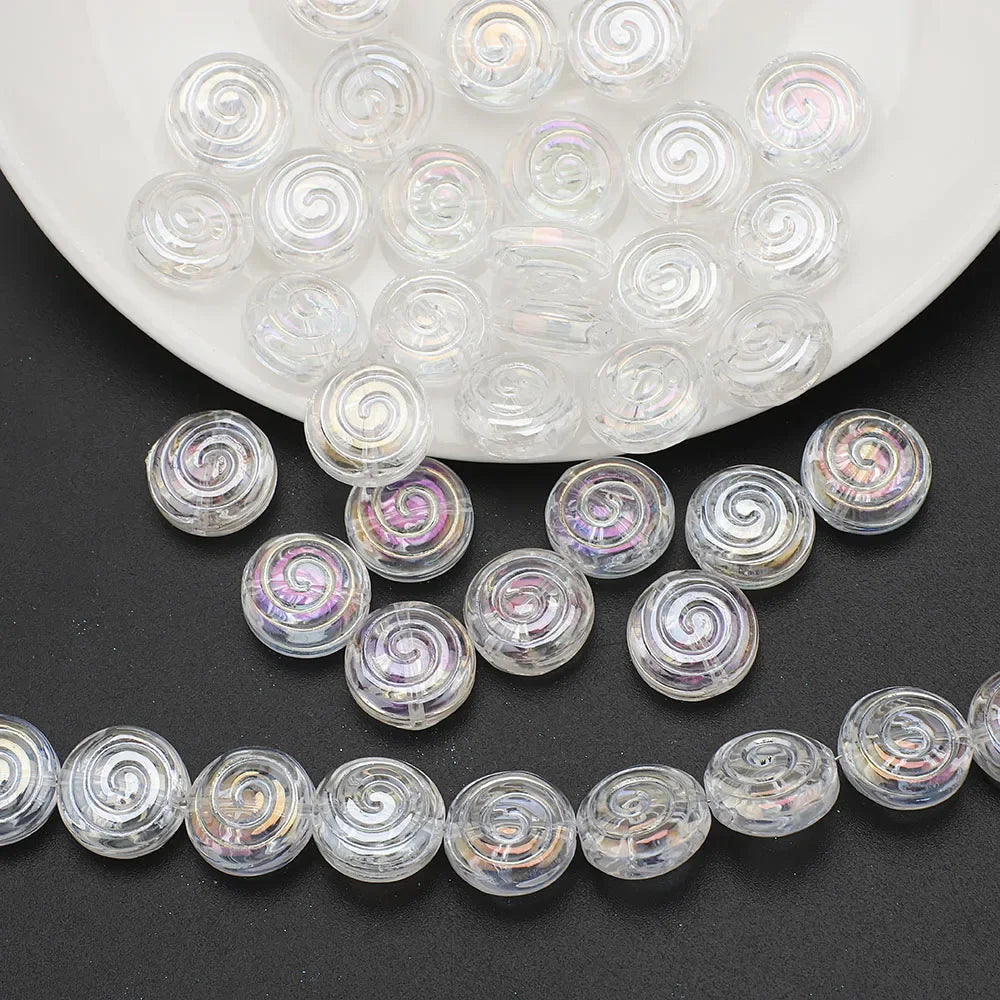 30Pcs 12mm Crystal Glass Round Loose Beads Screw thread Shape for Jewelry DIY Making Bracelet Earring Necklace Garment Decor