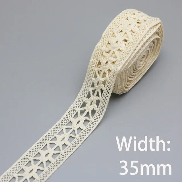 Cotton Lace Ribbon Beige DIY Handmade Wedding Party Craft Gift Packing Patchwork Crocheted Lace (5 meters/lot)