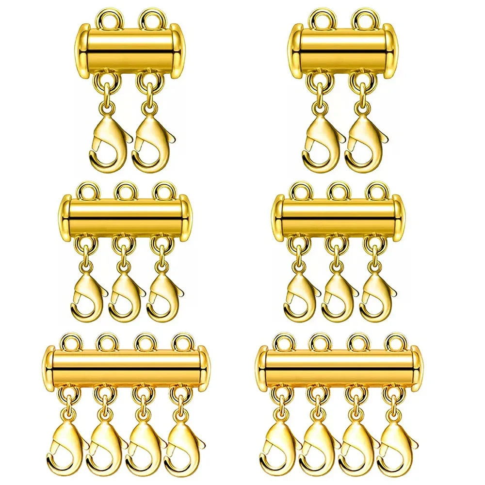 2pcs 2/3/4/5 Multi Strand Necklace Layer Lobster Clasp Slide Magnet Tube Connector Locks for Bracelet Jewelry Making Accessories