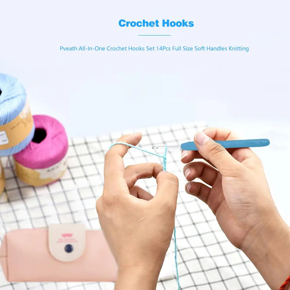 14Pcs Crochet Needle Set Aluminum Knitted Crochet Kit 2.0-8.0mm Yarn Craft Knitting Needles Sweater Weave Sewing Tool