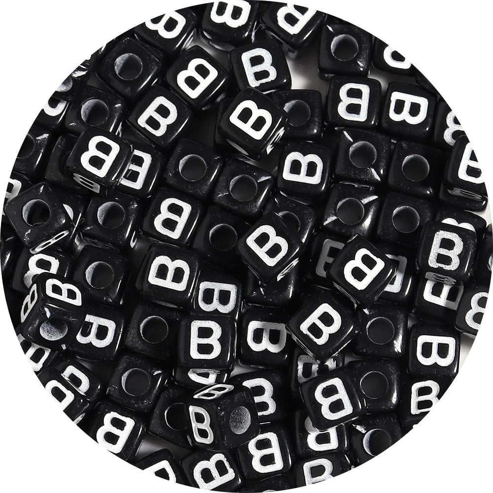 4.5/10mm Charm Square Black Letter Acrylic Beads Cube Loose Spacer Alphabet Beads For Jewelry Making Diy Handmade Supplies