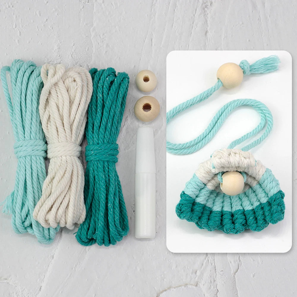 Bohemian Vintage Macrame Kit with Tutorial Beach Elements DIY Handcraft Set for Bookmarks & Curtain Tiebacks Beginner-Friendly