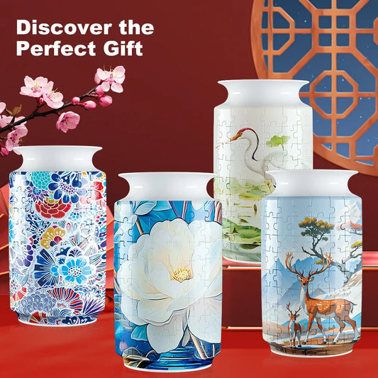 3D Puzzle Vase Flower Panda Building Blocks Bricks Unique Vase Curved Puzzle Pieces House Warming Gift Flower Arrangements Home